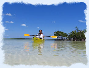 Lady Kayaking in a Florida Keys mangrove while on an Eco Tour.